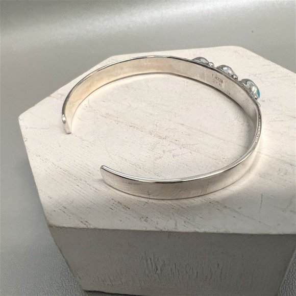 E Jackson Signed Sterling Silver 925 Cuff Bracelet Genuine Blue Green Turquoise - Picture 5 of 12